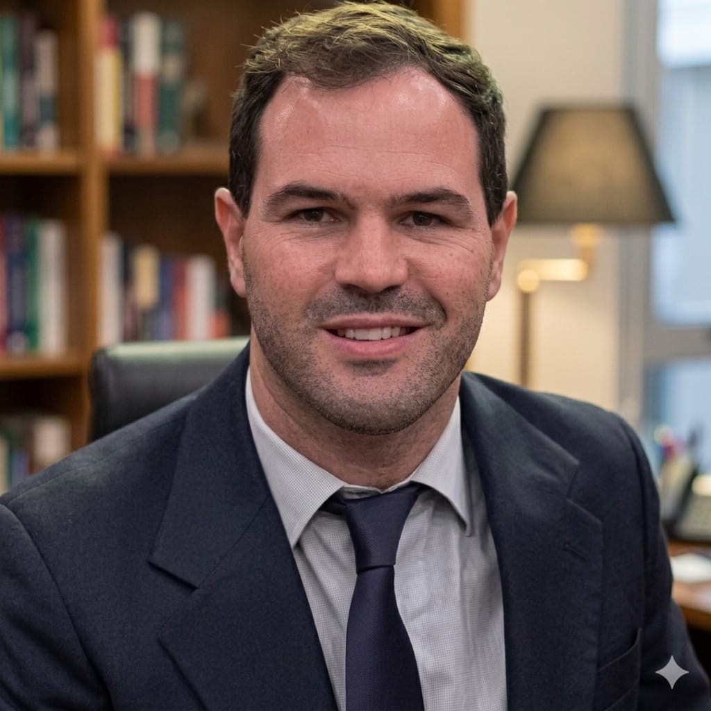 Retrato del Dr. Alan Delgado, abogado del estudio DyD.